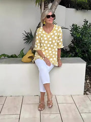 Elegant Polka Dot V-Neck Blouse