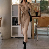 Amara Waist Tied Knit Midi Dress