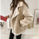 SUADE LAMB LOOSE PATCHWORK JACKET