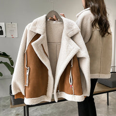 SUADE LAMB LOOSE PATCHWORK JACKET