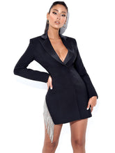 Harlow Black Crystal Fringe Blazer Dress
