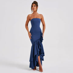 Flora Strapless Ruffle Maxi Dress