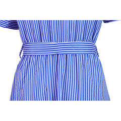 Santorini Breeze-Striped Maxi Shirt Dress