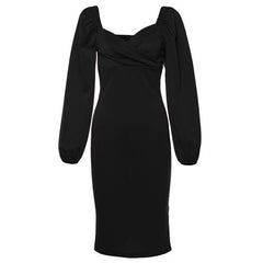 Elegant Puff Sleeve High Waist Dress