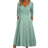 Elegant Pleated V-Neck Dress