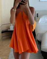 Aria Solid Color Halter Neck Dress