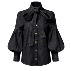 Parisienne Bow Denim Blouse