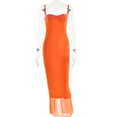 Málaga Flame Mesh Maxi Dress
