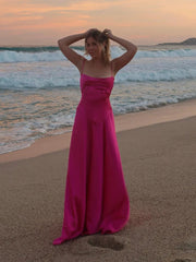 Adriana Suspender Backless Midi Dress