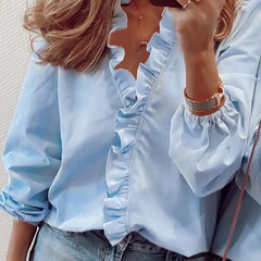 Ruffled V-Neck Blouse