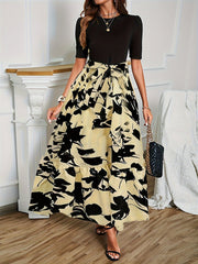 Elegant Floral Short Sleeve Dress