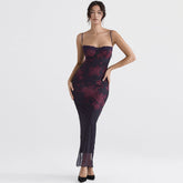 Printed Suspender Dress Female Slim-fit Bag Hip Fishtail