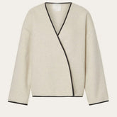 Lena Wool Blend Scarf with Leather Trim