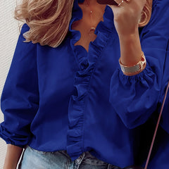Ruffled V-Neck Blouse