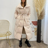 Malina - Quilted Long Belted Puffer Coat