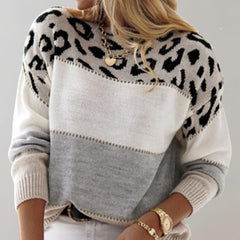 Leopard Print Knit Sweater for Women