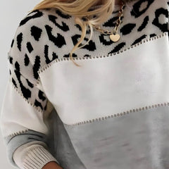 Leopard Print Knit Sweater for Women