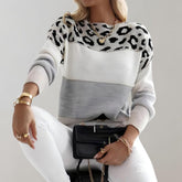 Leopard Print Knit Sweater for Women
