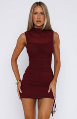 Smell The Roses Mini Dress Wine