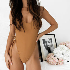 Side Tie One Piece - Tan