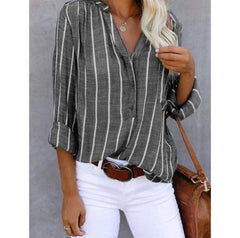 Casual Striped Long Sleeve Blouse