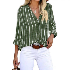 Casual Striped Long Sleeve Blouse
