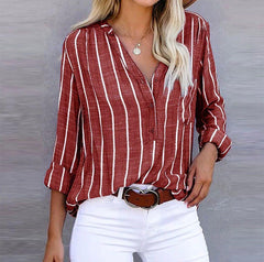 Casual Striped Long Sleeve Blouse