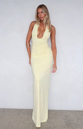 Say What You Feel Halter Maxi Dress Lemon