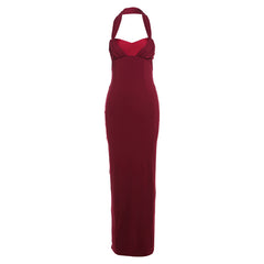 Sophia - Halter Neck Corset Backless Maxi Dress