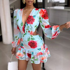 Isabelle Floral Print Ruffled Mini Dress
