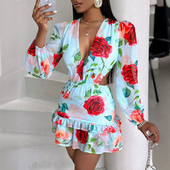 Isabelle Floral Print Ruffled Mini Dress