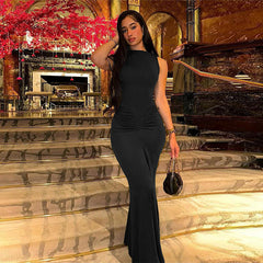 Mila Plissé High-Waist Slip Dress