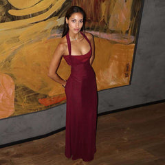 Sophia - Halter Neck Corset Backless Maxi Dress