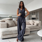 Natalie Sleeveless Vest Top & Long Pants Set