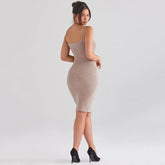 Beige Cashmere Knit Midi Dress