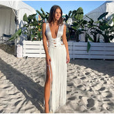 Aspen White Bandage Tassel Dress