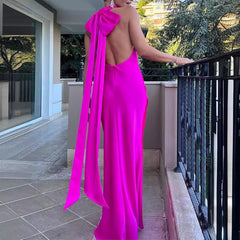 Misha Evianna Satin Gown - Hot Pink