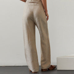 Lena Linen Cotton Wide Leg Trousers
