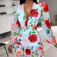 Isabelle Floral Print Ruffled Mini Dress