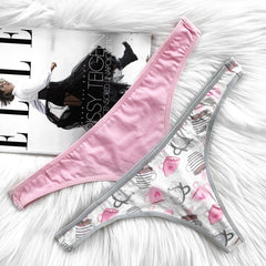 Basic Thong Set - Grey & Pink