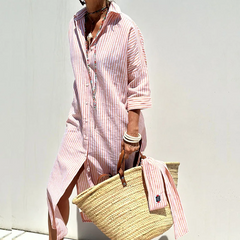 Elegant Striped Shirt Dress
