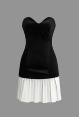 Reece Velvet Strapless White Ruffle Mini Dress