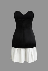 Reece Velvet Strapless White Ruffle Mini Dress