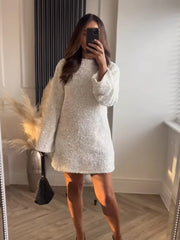 Ellie - Sequin Long Sleeve Bowknot Short Evening Dress