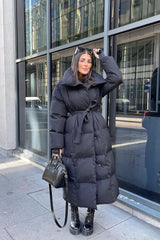 Malina - Quilted Long Belted Puffer Coat