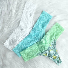 Lace Thong Set - Banana