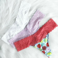 Lace Thong Set - Plum