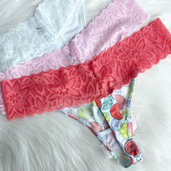 Lace Thong Set - Plum