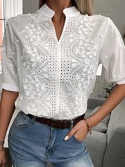 Chic Floral Embroidery Blouse