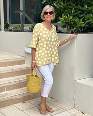Elegant Polka Dot V-Neck Blouse
